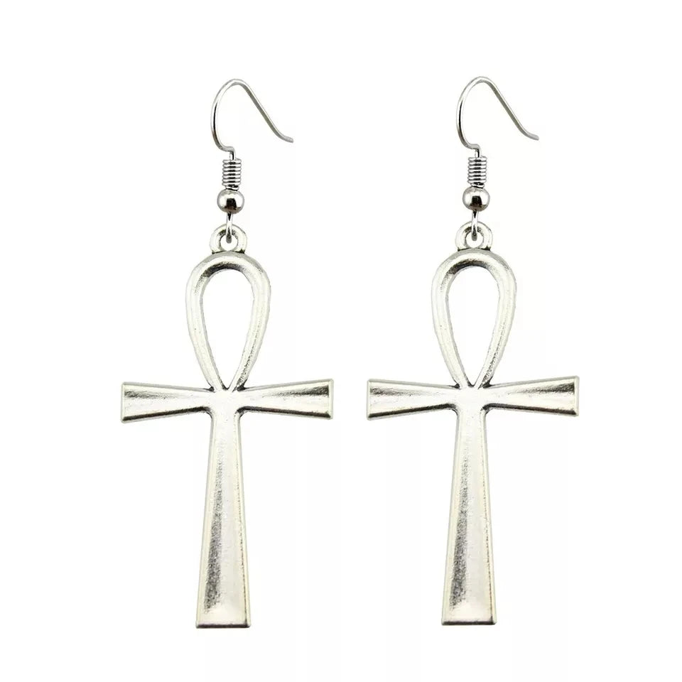 Egyptian Big Ankh Crosses Drop & Dangle Earrings for Women Vintage Jewelry Long Large Accessories Holiday Gifts
