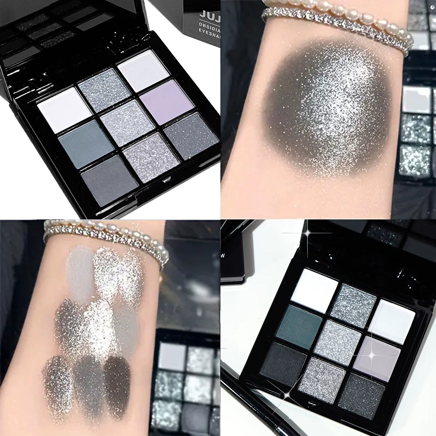 Black Light Star Nine-Color Eye Shadow Plate Smoky Makeup Dark Black Dark Cement Plate Cross-Border