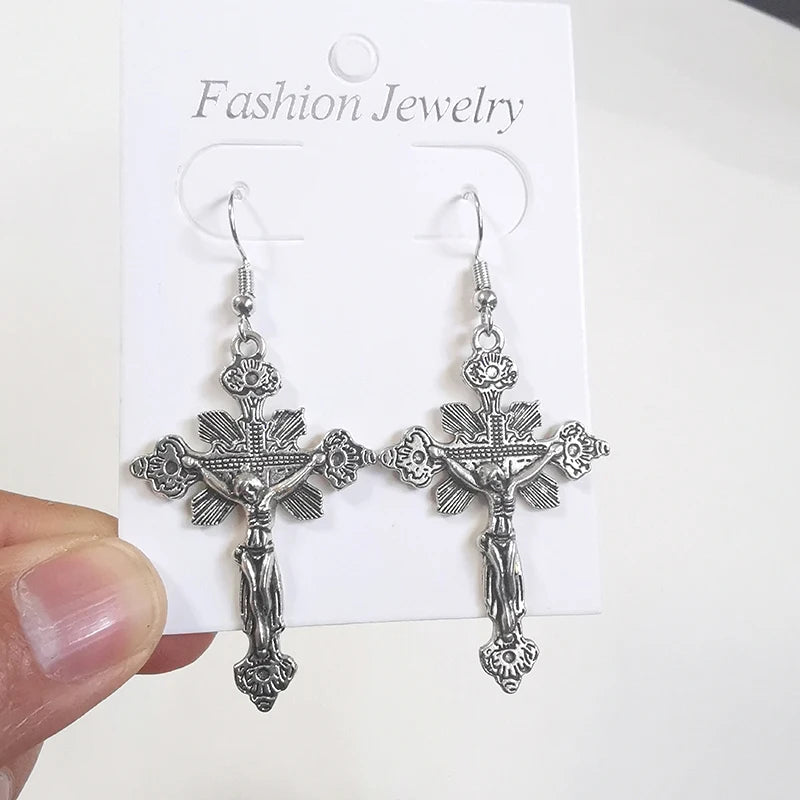 Egyptian Big Ankh Crosses Drop & Dangle Earrings for Women Vintage Jewelry Long Large Accessories Holiday Gifts