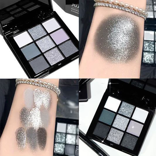 Black Light Star Nine-Color Eye Shadow Plate Smoky Makeup Dark Black Dark Cement Plate Cross-Border