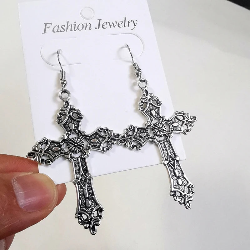 Egyptian Big Ankh Crosses Drop & Dangle Earrings for Women Vintage Jewelry Long Large Accessories Holiday Gifts