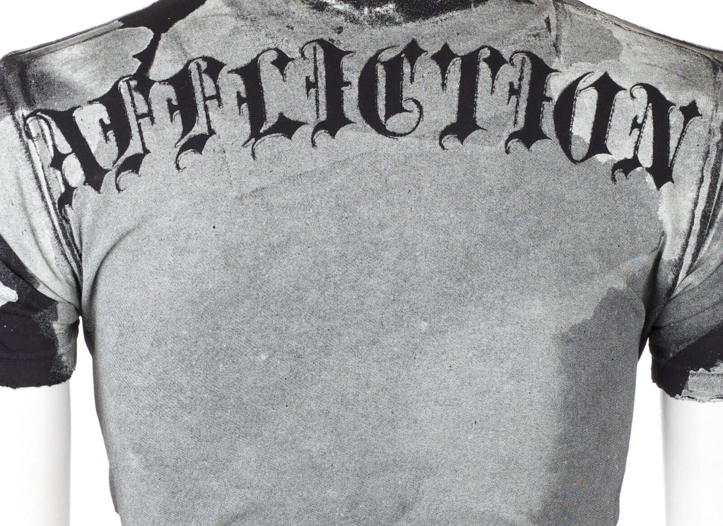 $58 AFFLICTION Black PUPPET MASTER Short Sleeve Slim Fit Y2K MMA Elite T-Shirt